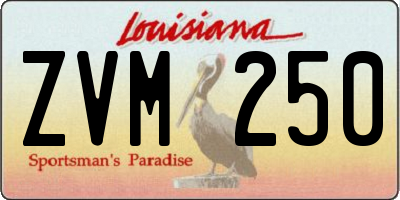 LA license plate ZVM250