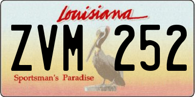 LA license plate ZVM252