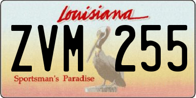 LA license plate ZVM255