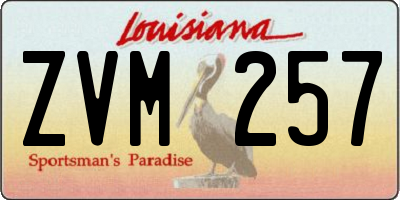 LA license plate ZVM257