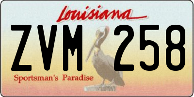 LA license plate ZVM258