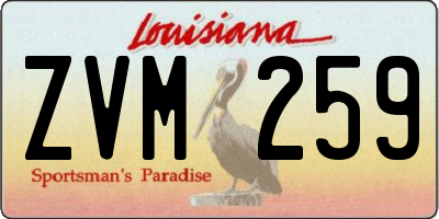 LA license plate ZVM259