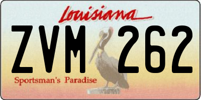 LA license plate ZVM262