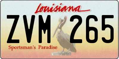 LA license plate ZVM265