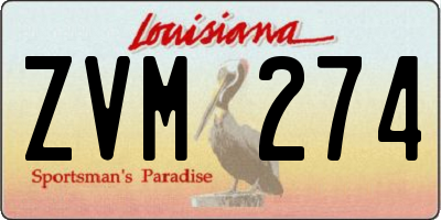 LA license plate ZVM274