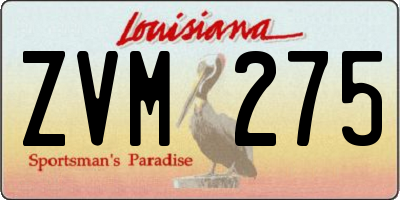 LA license plate ZVM275