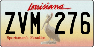 LA license plate ZVM276