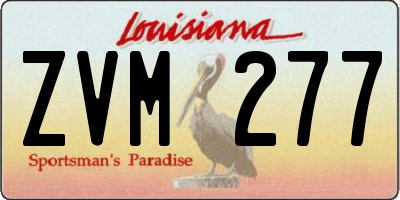 LA license plate ZVM277