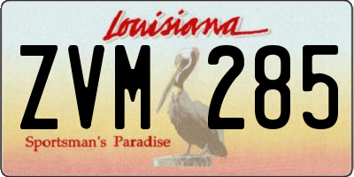 LA license plate ZVM285