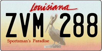 LA license plate ZVM288