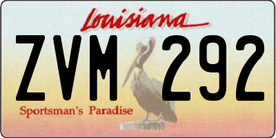 LA license plate ZVM292