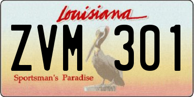 LA license plate ZVM301