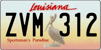 LA license plate ZVM312