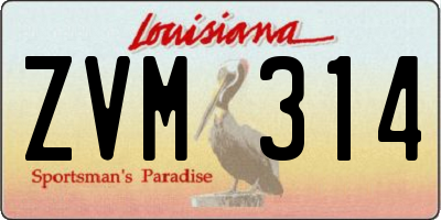 LA license plate ZVM314