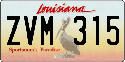 LA license plate ZVM315