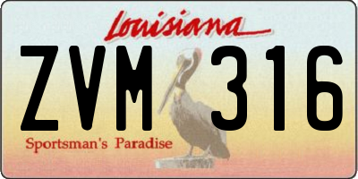 LA license plate ZVM316