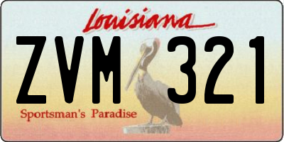 LA license plate ZVM321