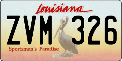 LA license plate ZVM326