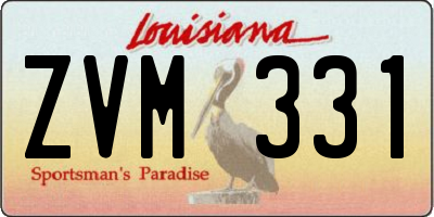 LA license plate ZVM331