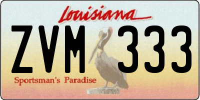 LA license plate ZVM333