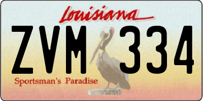 LA license plate ZVM334