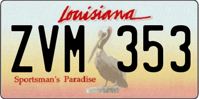 LA license plate ZVM353