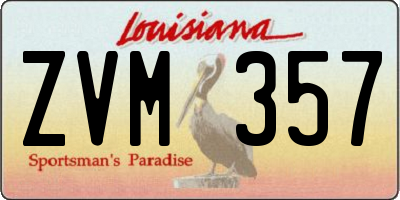 LA license plate ZVM357