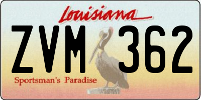 LA license plate ZVM362