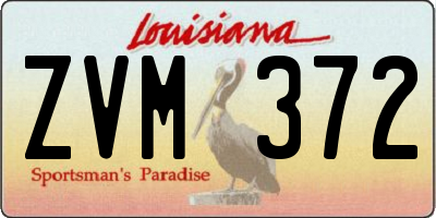 LA license plate ZVM372