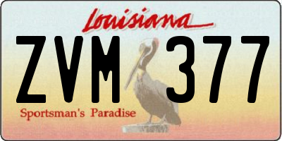 LA license plate ZVM377