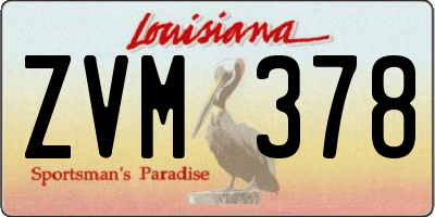 LA license plate ZVM378