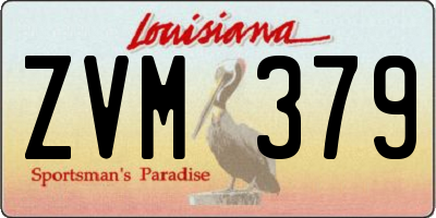 LA license plate ZVM379