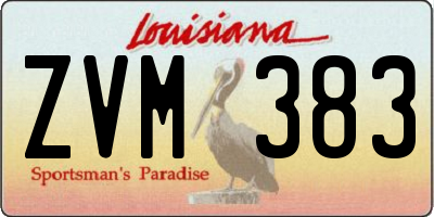 LA license plate ZVM383