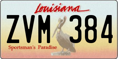 LA license plate ZVM384