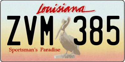 LA license plate ZVM385