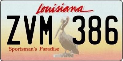 LA license plate ZVM386