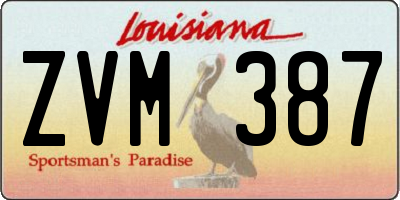 LA license plate ZVM387