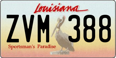 LA license plate ZVM388