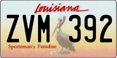 LA license plate ZVM392