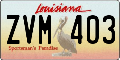 LA license plate ZVM403