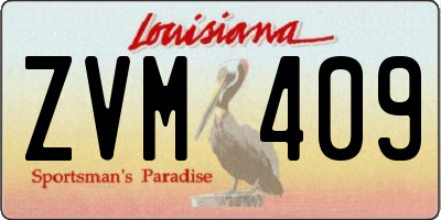 LA license plate ZVM409