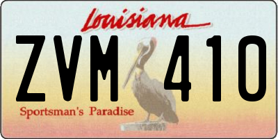 LA license plate ZVM410