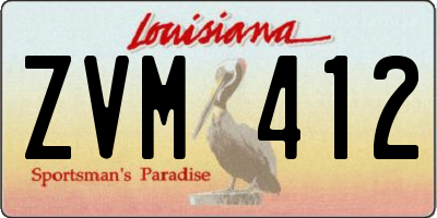 LA license plate ZVM412