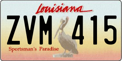 LA license plate ZVM415
