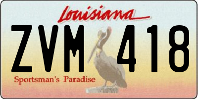 LA license plate ZVM418