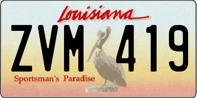 LA license plate ZVM419