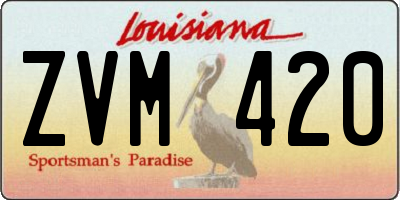 LA license plate ZVM420