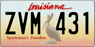 LA license plate ZVM431