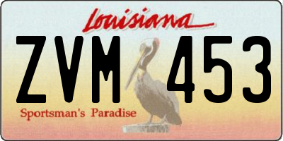 LA license plate ZVM453