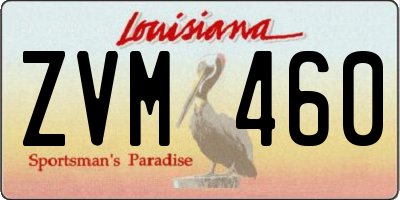 LA license plate ZVM460